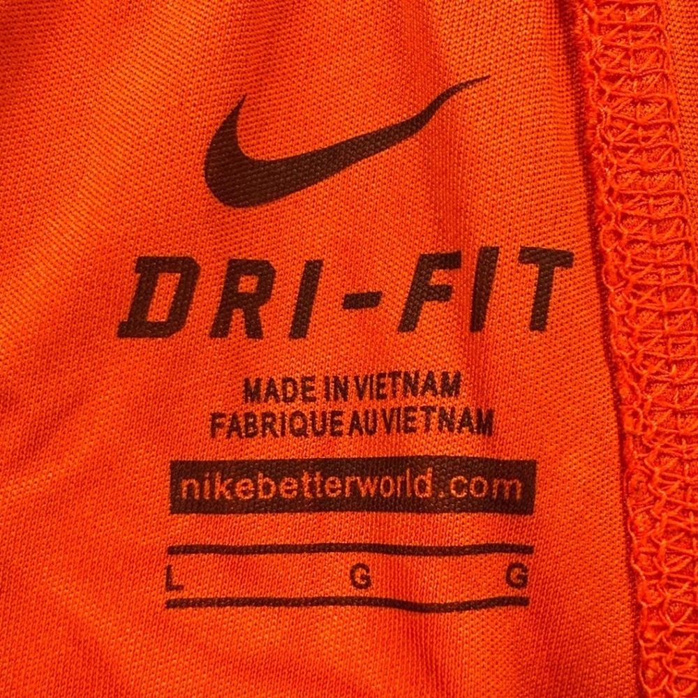 Nike Dri-FIT Mens Orange Athletic Basketball Shorts Large Elastic Waist Swoosh - Picture 3 of 8
